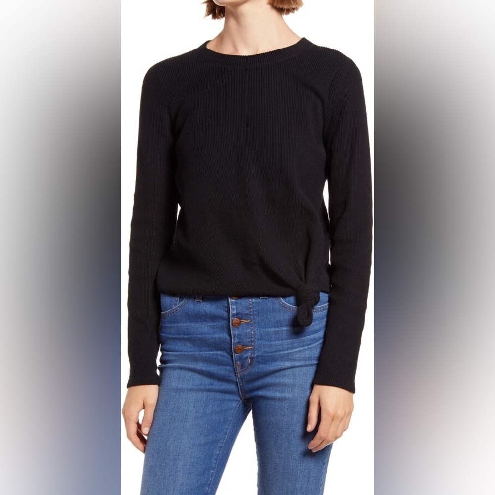 Madewell Texture & Thread Front Knot Jacquard Top